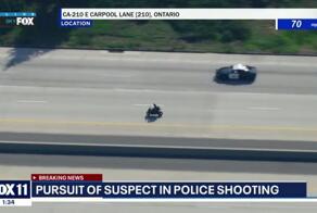 Погоня в прямом эфире
Вчера днем полицейские долго преследовали мотоциклиста, подозреваемого в убийстве заместителя шерифа округа Сан-Бернардино в Калифорнии, пока в дело не вмешался водитель попутного седана