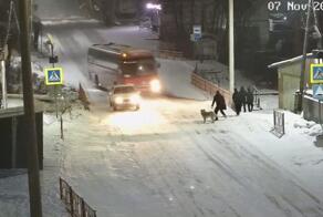 Чтобы не бить впереди стоящую машину, водитель автобуса принял решение вырулить в столб