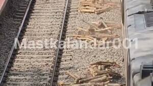 В Индии на железной дороге полено отлетело точно в женщину