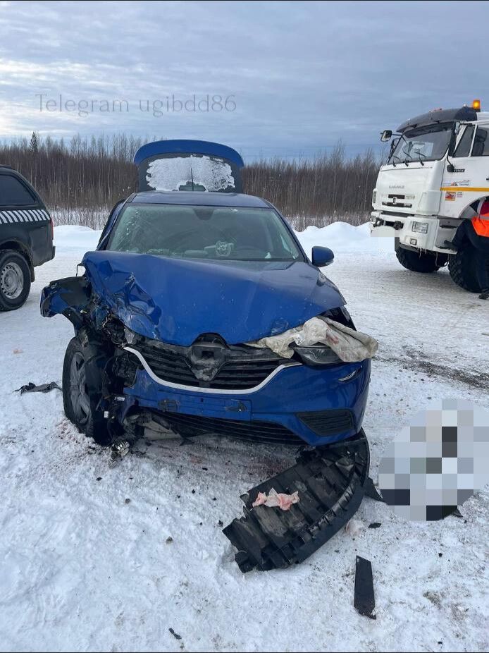 Утром 16 февраля под Нефтеюганском, как извещает нас сводка, "39-летний водитель Renault не справился с управлением, выехал на полосу встречного движения, где допустил столкновение с т/с КамАЗ под управлением 46-летнего мужчины"